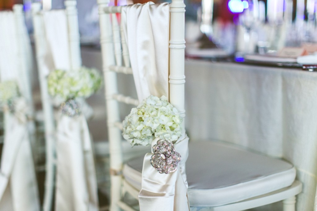 Chic White Wedding, Floral Chair Decor